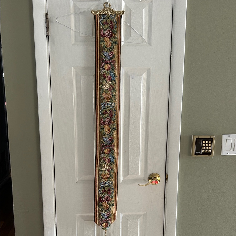 METRAX-CRAYE FRUIT AND FLOWERS TAPESTRY BELL PULL MADE IN BELGIUM 115 x16 CM